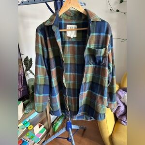 Plaid Flannel Shirt in Blue and green